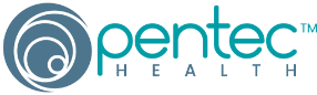The Pentec Health logo features a stylized blue swirl graphic to the left of the words “pentec” in lowercase blue letters and “HEALTH” in smaller, gray uppercase letters beneath it, reflecting their focus on Vytala clinical nutrition.